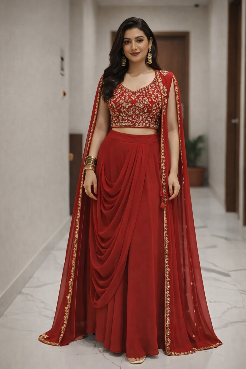 Raktima Draped Lehenga