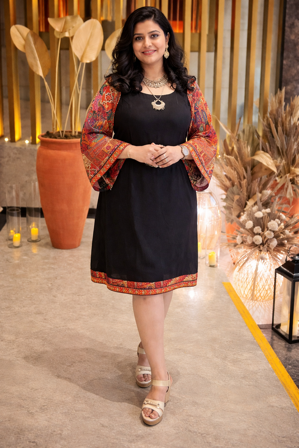 Noir Kalamkari Fusion Dress